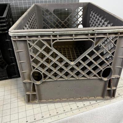2 Heavy Duty Milk Crates Gray