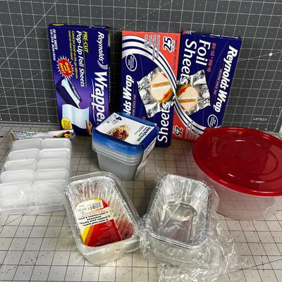 Lot of NEW Kitchen Stuff: Foil, Plastic Containers, etc.