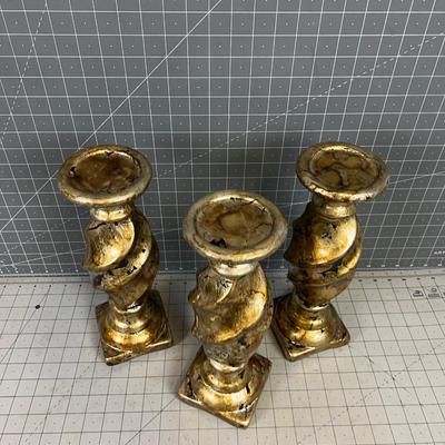 3 NEW Goldie Shabby Chic Candle Sticks