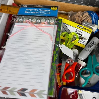 Tray of Office and Crafting Supplies