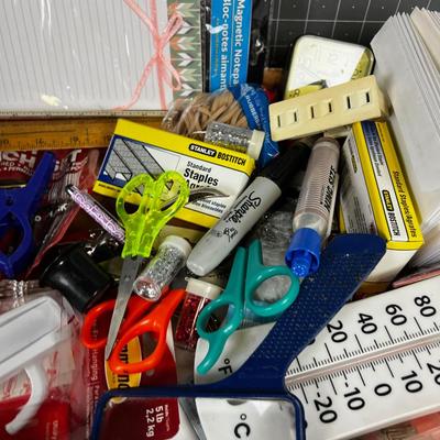 Tray of Office and Crafting Supplies