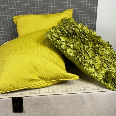 3 Green Throw Pillows 