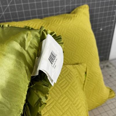 3 Green Throw Pillows 