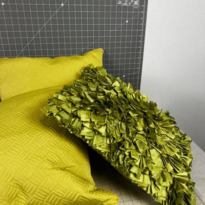 3 Green Throw Pillows 