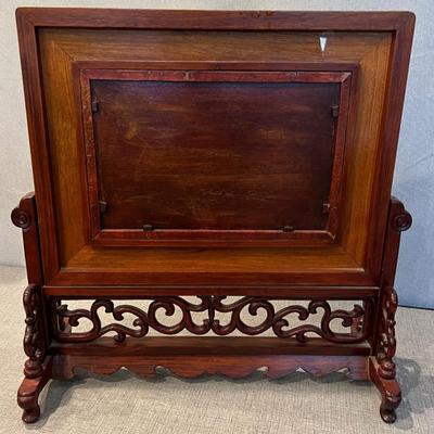Antique Chinese Famille Hand Painted Table Screen Plaque 19th Century