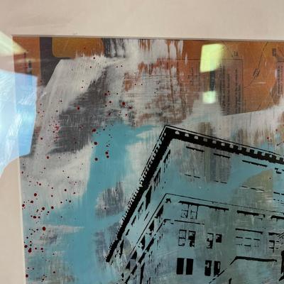 Framed Modern Painting on a Subway Map