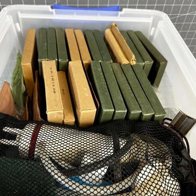 Tub of MRE Meals Plus MSR Water Purifier 