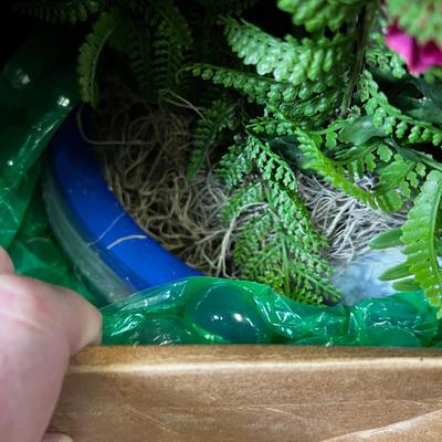Floral Arrangment in Original Box, NEW In Blue Planter 