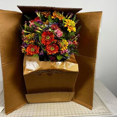 Floral Arrangment in Original Box, NEW In Blue Planter 