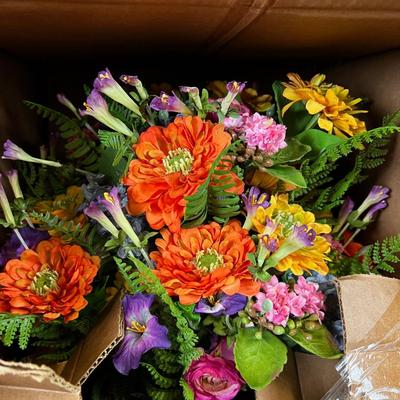 Floral Arrangment in Original Box, NEW In Blue Planter 
