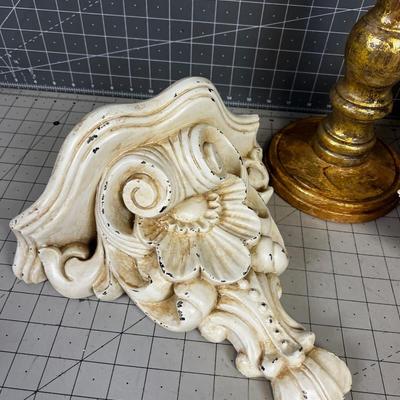 Decorative Items; Sconce & Display Tiered Platter Shabby Chic White