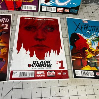 5 Marvel Comics; Black Widow, Ms. Marvel, x Factor, 