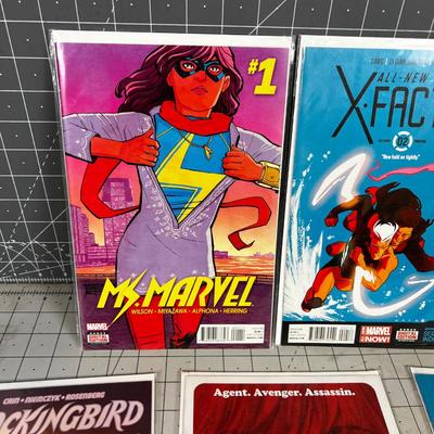 5 Marvel Comics; Black Widow, Ms. Marvel, x Factor, 