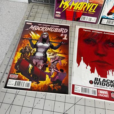 5 Marvel Comics; Black Widow, Ms. Marvel, x Factor, 