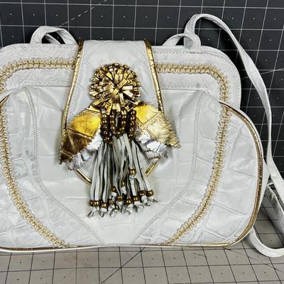 Fancy Genuine Leather Purse White