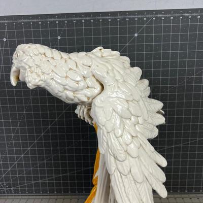 Antique Majolica PARROT, White and Delightsome Parrot