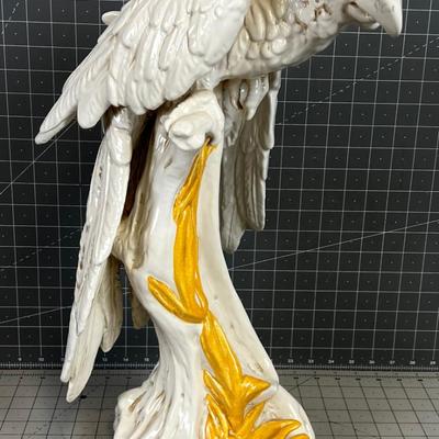 Antique Majolica PARROT, White and Delightsome Parrot