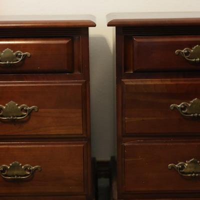 KINCAID Pair of 3 Drawer Side Tables