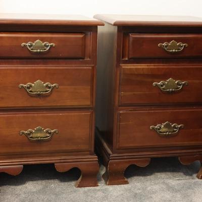KINCAID Pair of 3 Drawer Side Tables
