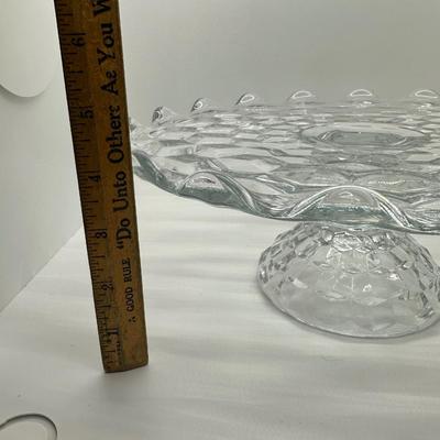 Vintage Fostoria American Clear 10.5â€ Wide 4.5â€ Height Glass Cake Stand Platter
