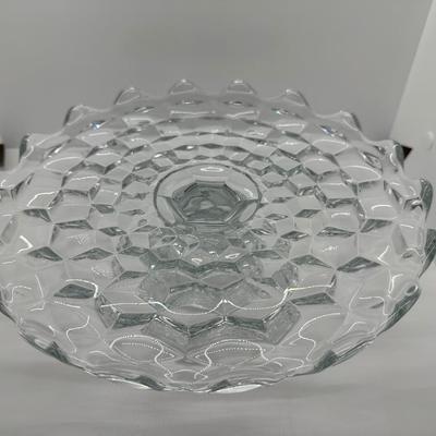 Vintage Fostoria American Clear 10.5â€ Wide 4.5â€ Height Glass Cake Stand Platter