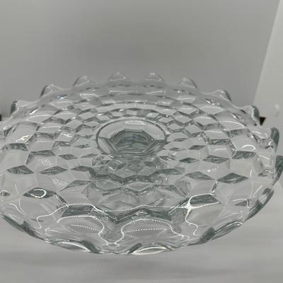 Vintage Fostoria American Clear 10.5â€ Wide 4.5â€ Height Glass Cake Stand Platter