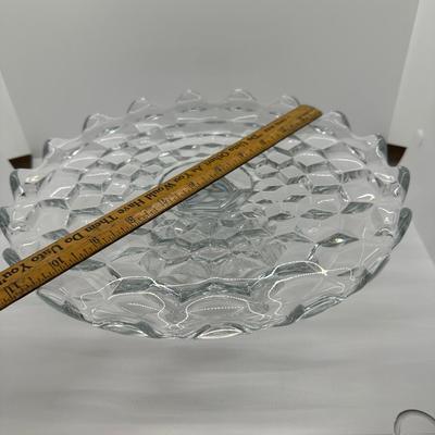 Vintage Fostoria American Clear 10.5â€ Wide 4.5â€ Height Glass Cake Stand Platter