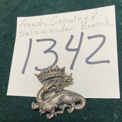 French Crowned Salamander Brooch