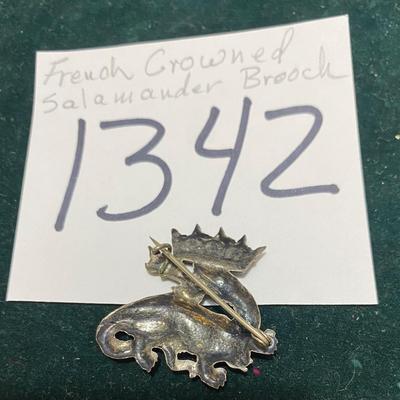 French Crowned Salamander Brooch