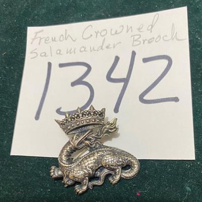 French Crowned Salamander Brooch