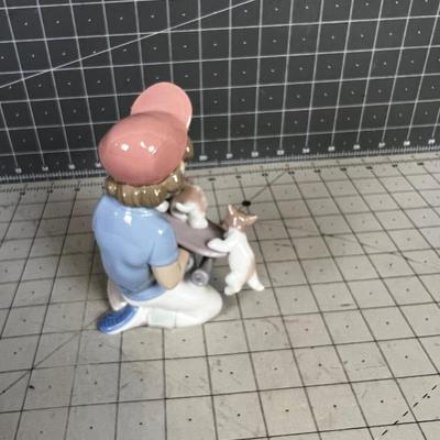 LLADRO Little Rider #7623 1994 Boy with Skateboard and Kittens 