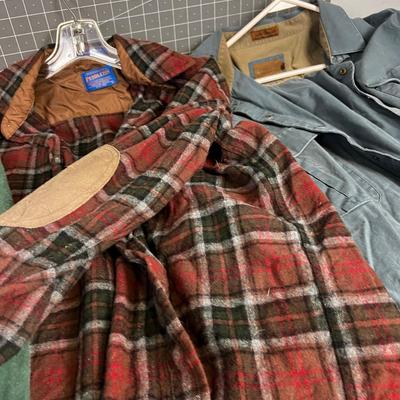 3 Men's Size Large Button Down Hunting Shirts; Pendleton, Browning & Beretta 