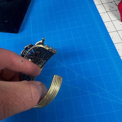 LZ Designer Bracelet, Antique Gold Tone, with Faux Jewels 