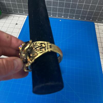 LZ Designer Bracelet, Antique Gold Tone, with Faux Jewels 