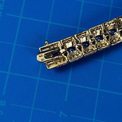 BEAUTIFUL 925 Jeweled Bracelet Blue Toned Cut Stones 