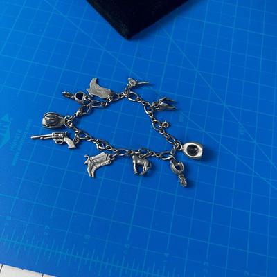 WESTERN Themed Charm Bracelet, .925 Silver