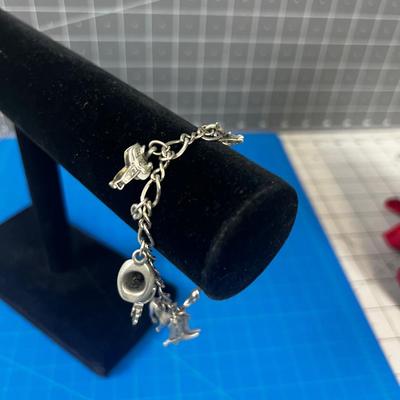 WESTERN Themed Charm Bracelet, .925 Silver