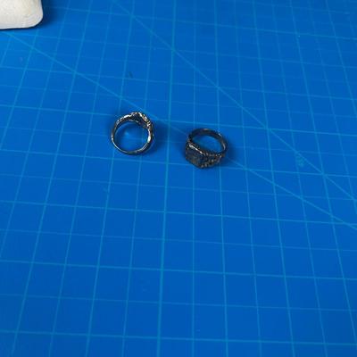2 Silver Nugget Style Rings 