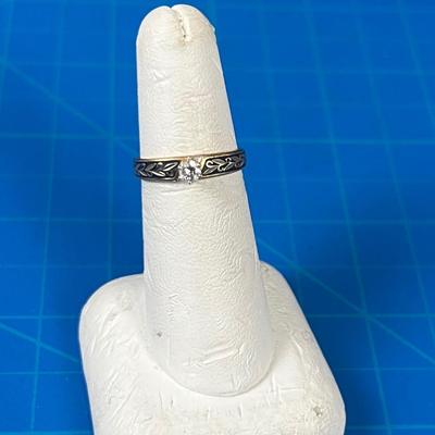 14 K Gold and Diamond Ring with Antique Leaf Etching on it
