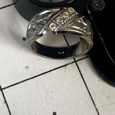 Possibly Platinum Ring with chip Diamonds, Antique