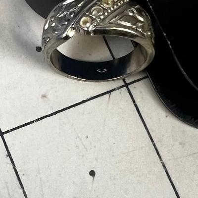 Possibly Platinum Ring with chip Diamonds, Antique