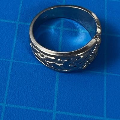 Possibly Platinum Ring with chip Diamonds, Antique