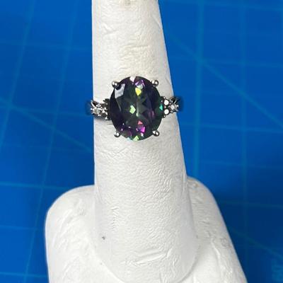 Incredible Colored Cut Mystic Fire Stone 10 K Gold Ring