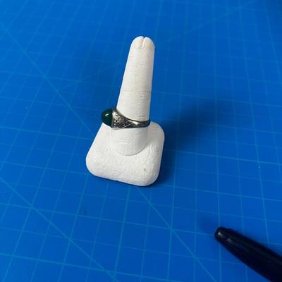 Antique 14 K White Gold Men's Jade Ring 