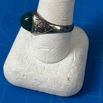 Antique 14 K White Gold Men's Jade Ring 