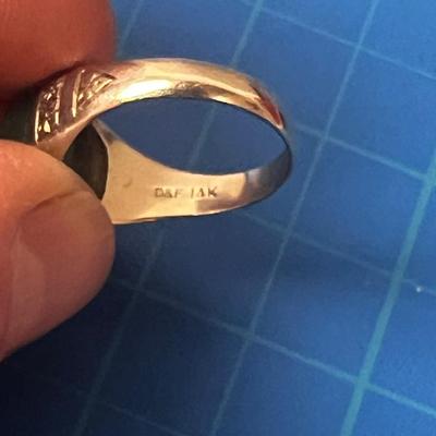 Antique 14 K White Gold Men's Jade Ring 