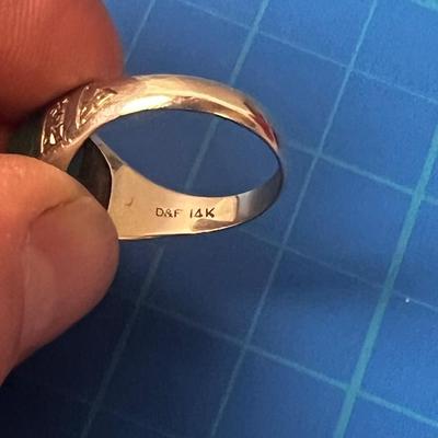 Antique 14 K White Gold Men's Jade Ring 