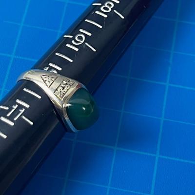 Antique 14 K White Gold Men's Jade Ring 