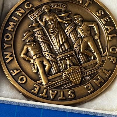 2 State of Wyoming 75th Anniversary Medallions 