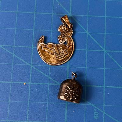 2 Silver Charms - Moon and Bell